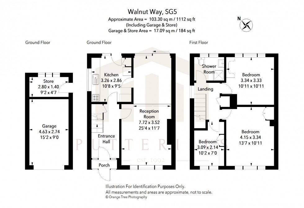 Floorplan for Walnut Way, Ickleford