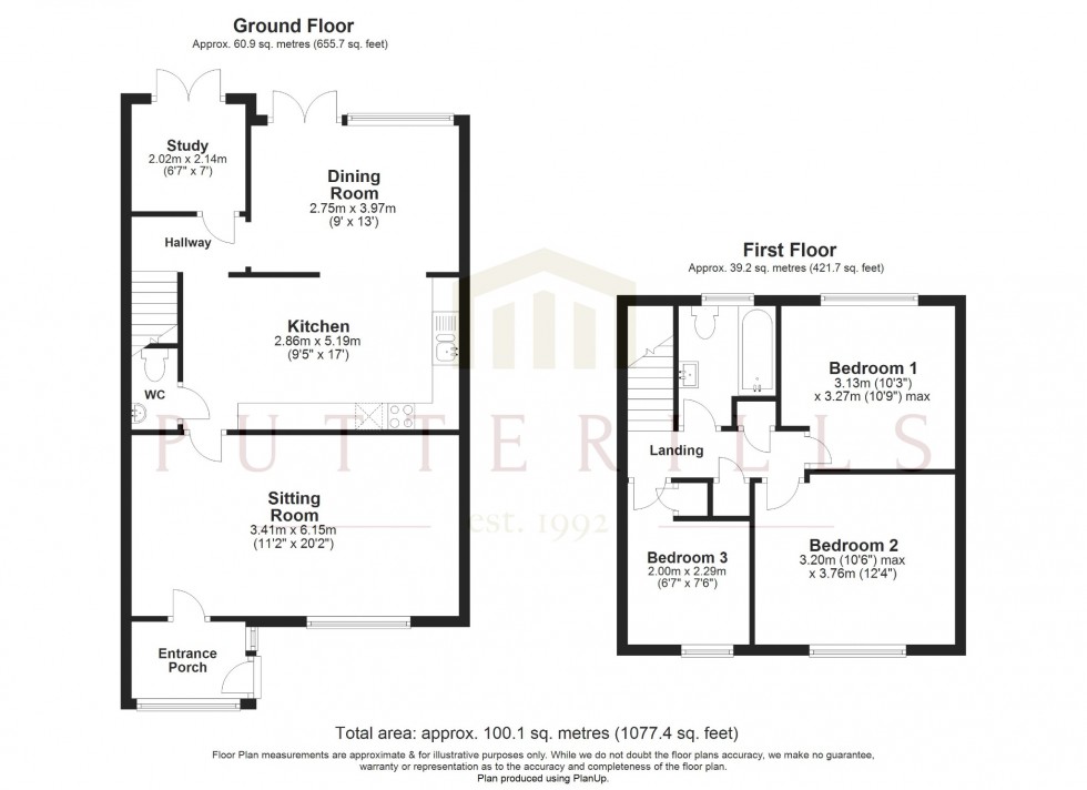 Floorplan for Dalton Way, Whitwell, Hitchin, Hertfordshire, SG4