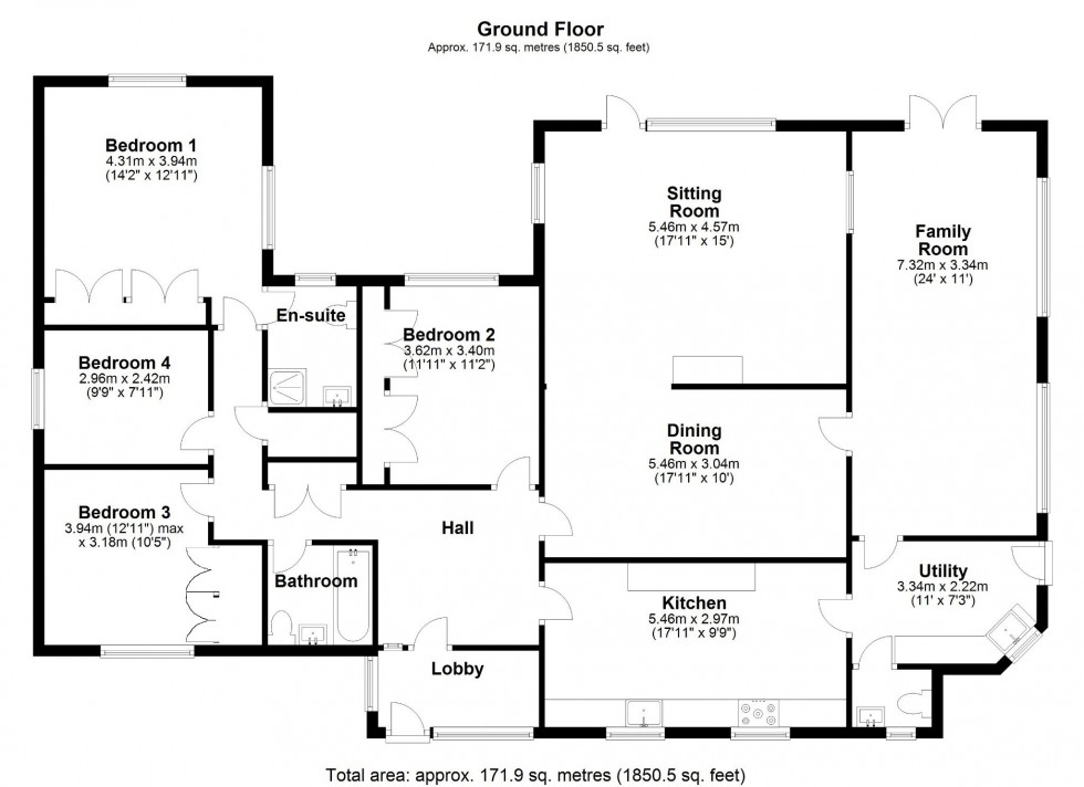 Floorplan for St. Ives Close, Welwyn, Hertfordshire, AL6